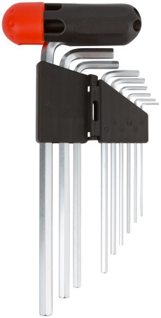 Long hexagon keys ( 1.5-10 mm ) CrV, 9 pcs. with plastic.T-shaped handle