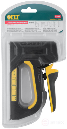 6-in-1 stapler for staples "type 53", "type 53F", "type 140", "type 28", "type 300", "type 500" , 4-14 mm, impact force adjustment, spring mechanism, aluminum