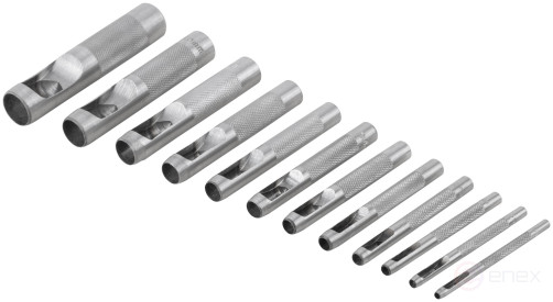 Пробойники для кожи, набор 12 шт. (отверстия 3-4-5-6-7-8-9-10-12-14-16-19 мм)