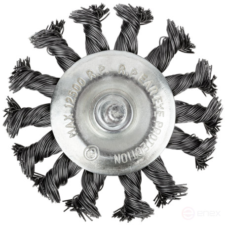 Корщетка дисковая прямая, со шпилькой, стальная витая проволока 75 мм