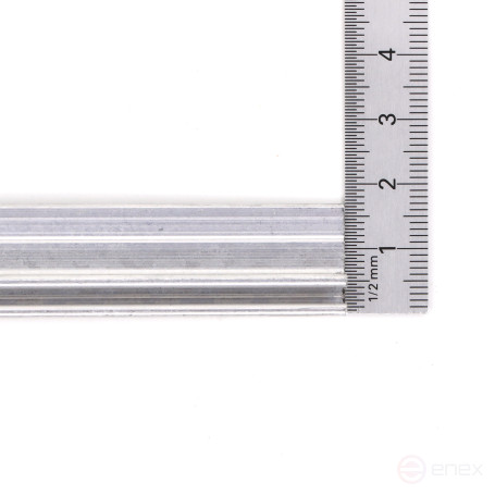 The profile is F-shaped 2500*17,5*6,5 (base 4.0), material anodized aluminum (EB-1254)