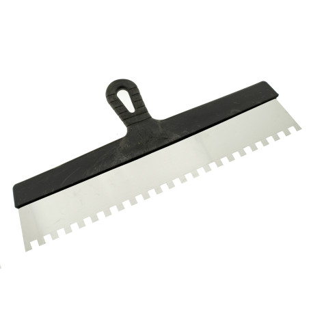 Шпатель зубчатый нержавеющий 450 мм, зуб 10х10 мм, ЧЕГЛОК (30)