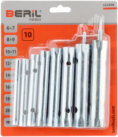 Набор торцовых трубок 6-22мм (8шт.+2 воротка) BERIL