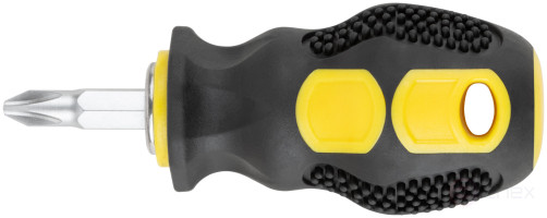 Screwdriver with adjustable sting "shorty", CrV steel, rubberized handle 6x25 mm PH2/SL6, show box