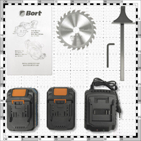 Circular cordless saw BORT BHK-18Li-125 (2*3.0 Ah + battery)