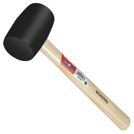 Rubber Hammer with Wooden Handle 450g Black WP241039 WORKPRO