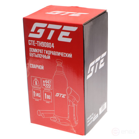 Домкрат бутылочный 8т 222-447мм GTE