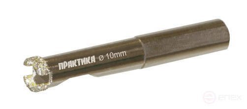 Коронка алмазная ПРАКТИКА "Профи" по керамограниту/керамике 10х65мм (1шт) блистер (917-521)