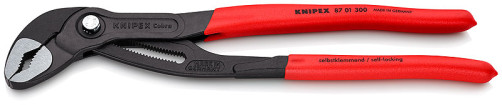 KNIPEX COBRA® клещи переставные с фиксатором, 70 мм (2 3/4"), под ключ 60 мм, L-300 мм, серые, 1-к ручки, держатель