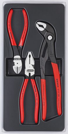 A set of SHGI special. powerful. in the box, 3 items, complete set: KN-0201180 pliers, KN-7401160 side cutters, KN-8701250 COBRA® adjustable pliers,L-250 mm