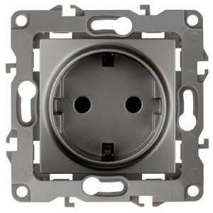Розетка ЭРА Серия 12 12-2001-12 2P+E Schuko16A-250В IP20 без м.лапок графит