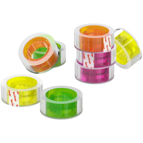 Adhesive tape 19mm*33m, Berlingo, crystal clear with neon sleeve