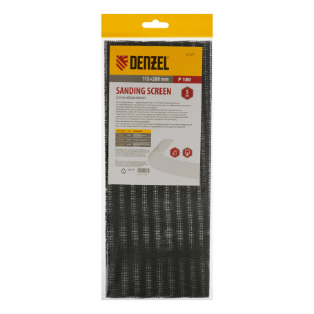 Abrasive mesh, P 180, 115 x 280 mm, 5 pcs Denzel