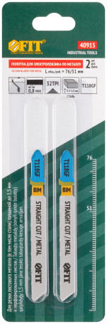 Metal blades, Bimetal, milled, wavy teeth, 76/51/0.8 mm (T118GF), 2 pcs.