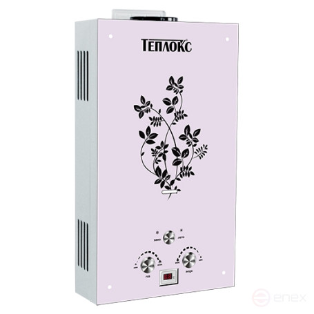 ГПВС-10 (ГПВС-10-Ц1), Газовый проточный водонагреватель ТЕПЛОКС, 20 кВт, расход 10 л/мин., со стеклом ПС-Цветок1
