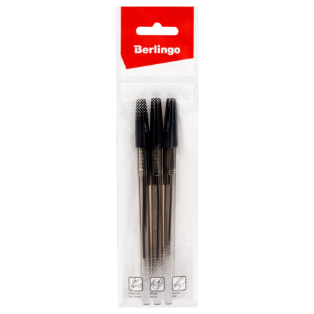 Berlingo ballpoint pen set "H-30" 3 pcs., black, 0.7 mm (packing)