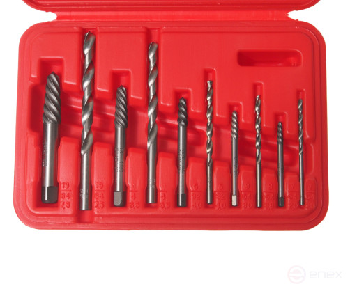 Набор экстракторов и сверл для удаления поврежденных болтов 10 предметов JTC