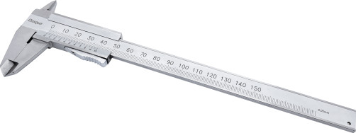 Vernier caliper with one-piece frame and auto-lock 0-150 mm/0-6"; 0.05mm/1/128"