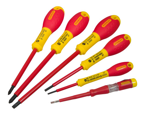 Set of 6 FatMax electrician screwdrivers (2.5x50, 3.5x75, 5.5x150, PH1x100, PH2x125,250V electric probe) STANLEY 0-65-441