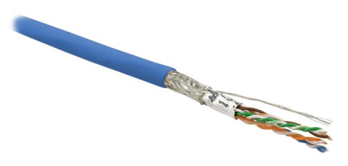 SFUTP4-C6-P26-IN-LSZH-BL-500 (500 m) Twisted pair cable, shielded SF/UTP, category 6, 4 pairs (26 AWG), stranded (patch), foil + copper braid shield, LSZH, blue
