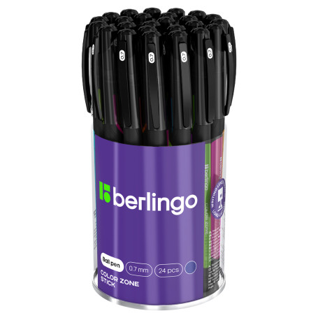 Ручка шариковая Berlingo "Color Zone stick" синяя, 0,7 мм, прорезиненный корпус ассорти