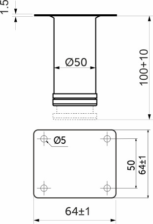 Опора меб. мет. d50 h100 с регул. черный AKS