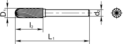 Борфреза твердосплавная C-12,5-25-MD-06-70