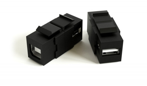 KJ1-USB-A-B2-BK Вставка формата Keystone Jack с проходным адаптером USB 2.0 (Type A-B), ROHS, черная