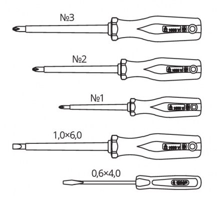 A set of dielectric screwdrivers of 4 pieces in a skin package (NEW!!!)