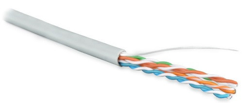 UUTP4-C5E-S24-IN-LSZH-GY-100 (100 m) Twisted pair cable, no screen. U/UTP, category 5e, 4 pairs (24 AWG), single core (solid), LSZH, ng(A)-HF, -20°C – +75°C, gray - warranty: 15 years component, 25 years system
