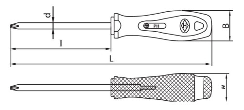 Screwdriver with a 200 mm cross-piece, No. 2 Reinforced
