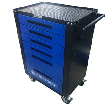 GWT-B6L tool cart (6 drawers, central locking, wheels with brake, blue)