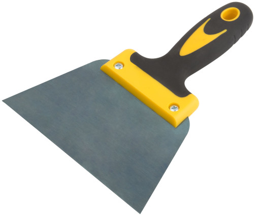 Facade spatula "Master&", spring-loaded colorized steel, two-component handle, flat 150 mm