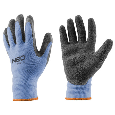 Work gloves, cotton, palm side with latex coating, size 10