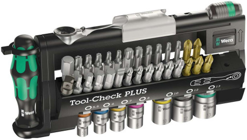 TooCheck PLUS Tool Kit, including ratchet, bits, heads and handle holder, 39 items