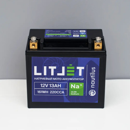 Натриевый стартовый мото аккумулятор 12V 13Ah 161Wh 220CCA YTX14A L+