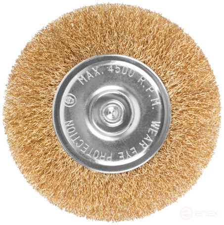 Щетка для дрели, тип "Плоская", латун. витая проволока 0,3 мм, 100 мм, блистер, CUTOP Profi