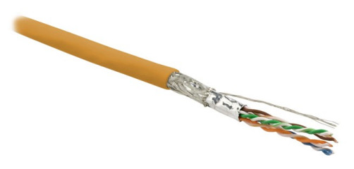 SFUTP4-C6-P26-IN-LSZH-OR-500 (500 m) Twisted pair cable, shielded SF/UTP, category 6, 4 pairs (26 AWG), stranded (patch), foil + copper braid shield, LSZH, orange
