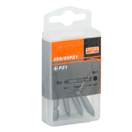 1/4" Pozidriv Screw bits, in pack of 2 pcs, 50 mm 59S/50PZ2-2P