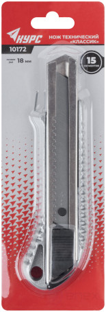Technical knife "Classic" 18 mm, reinforced, metal. housing, rubber insert