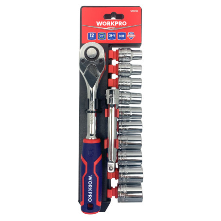 Heads with accessories 1/2" 12pcs WP202558 WORKPRO