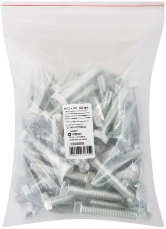 Bolt 6-sided head (full thread) M12 x 60 50 pcs DIN933 packing