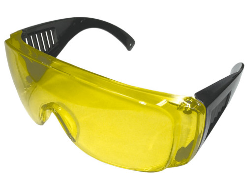 Safety glasses, open type, yellow, black shackles