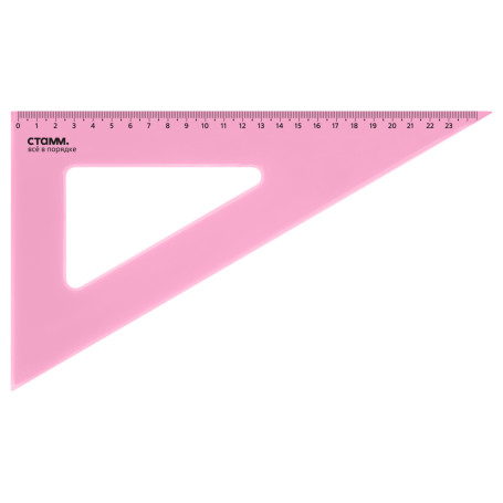 Triangle 30°, 23cm STAMM, plastic, transparent, neon colors, assorted