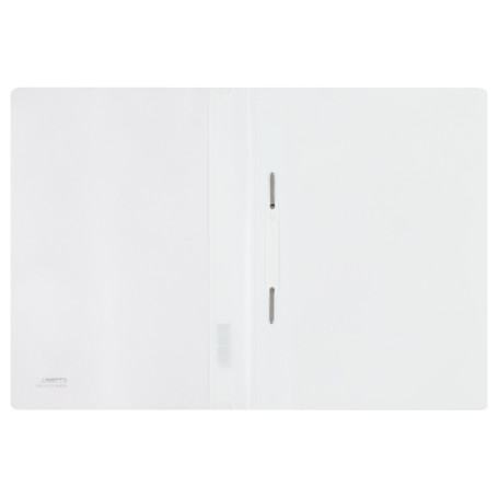 The folder is a plastic folder. STAMM A4, 180mkm, white with an open top
