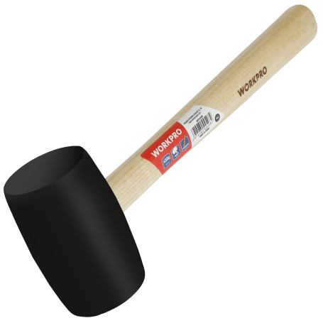 Rubber Hammer with Wooden Handle 450g Black WP241039 WORKPRO