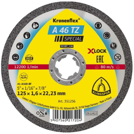 INOX A 46 TZ Special cutting wheel, 115 x 1,6 x 22,23 X-LOCK