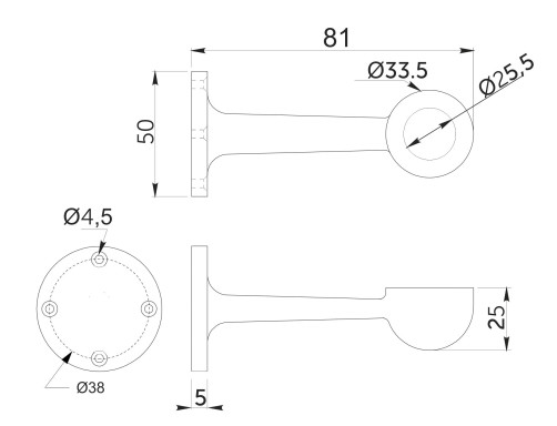 Держатель дистанционный концевой трубы d25 (995), хром AKS
