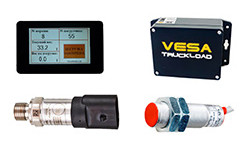 On-board system with load sensors for front loader