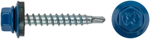 Шурупы кровельные со сверлом 4.8 х 32, синий RAL-5005 (фасовка 100 шт.)